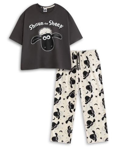 Vanilla Underground Shaun The Sheep Grey Short Sleeve Pyjama Set