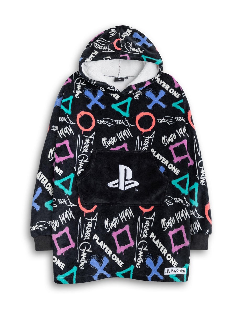 Vanilla Underground PlayStation Kids Black With Colorful Graphics Blanket Hoodie