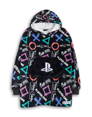Vanilla Underground PlayStation Kids Black With Colorful Graphics Blanket Hoodie