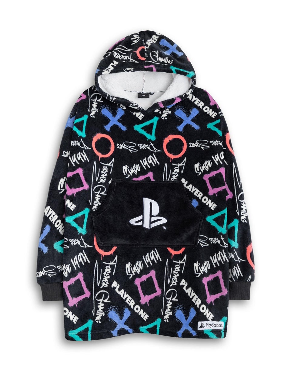 Vanilla Underground PlayStation Kids Black With Colorful Graphics Blanket Hoodie
