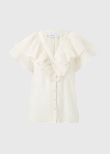 Cream Frill Short Sleeve Blouse