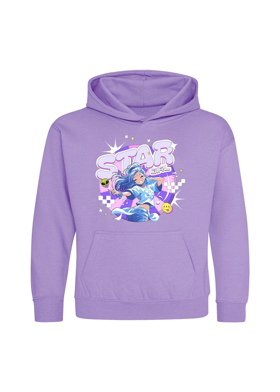 Brands In K-Pop Star Girls Lavender Graphic Hoodie (3-13 Years)
