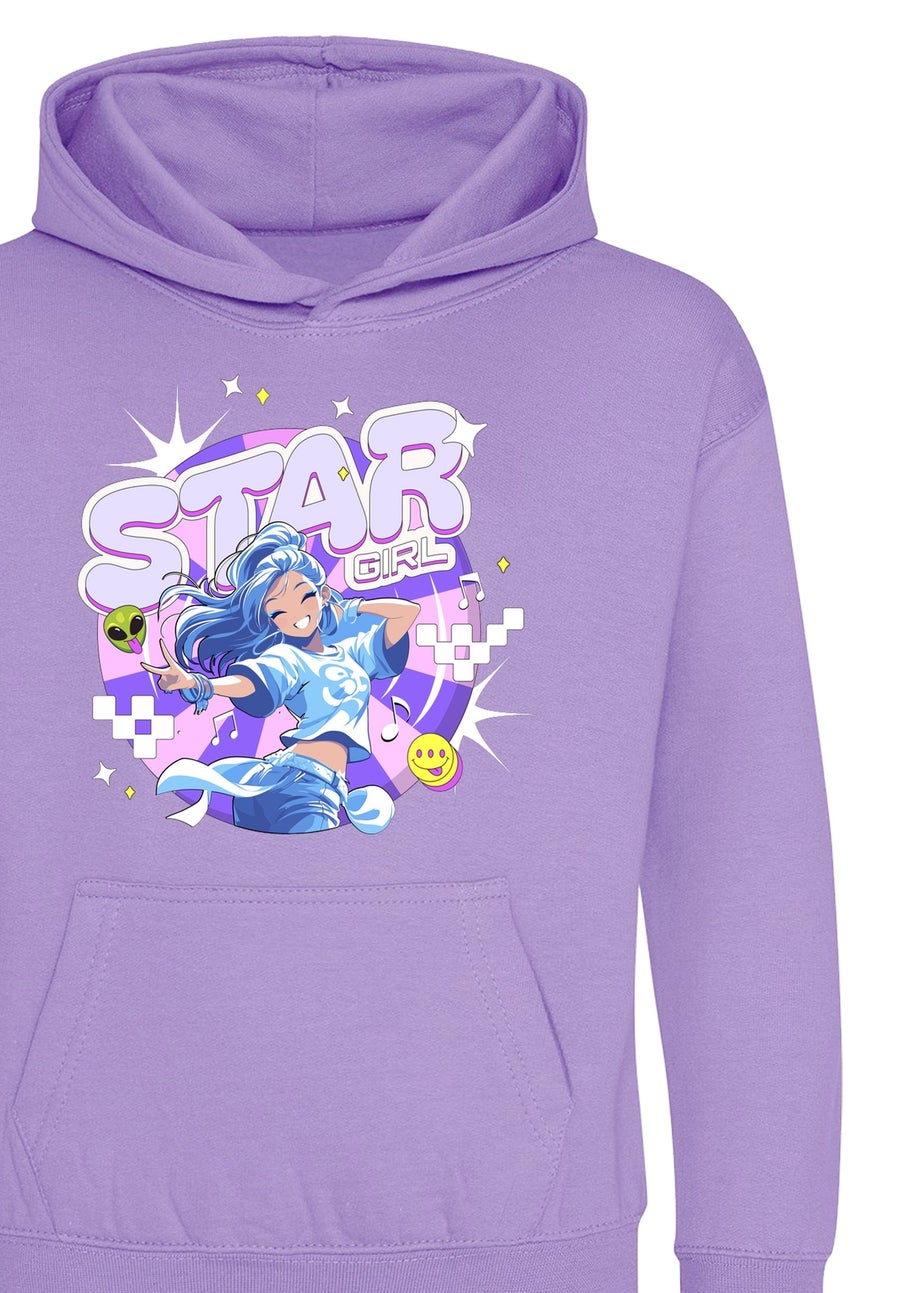 Brands In K-Pop Star Girls Lavender Graphic Hoodie (3-13 Years)