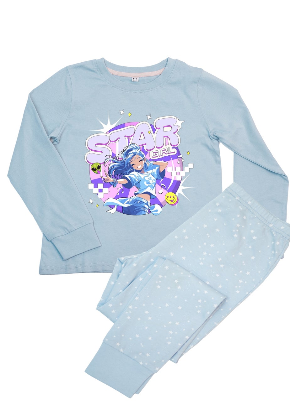 Brands In K-Pop Star Girls Blue Graphic Pyjamas (3-8 Years)