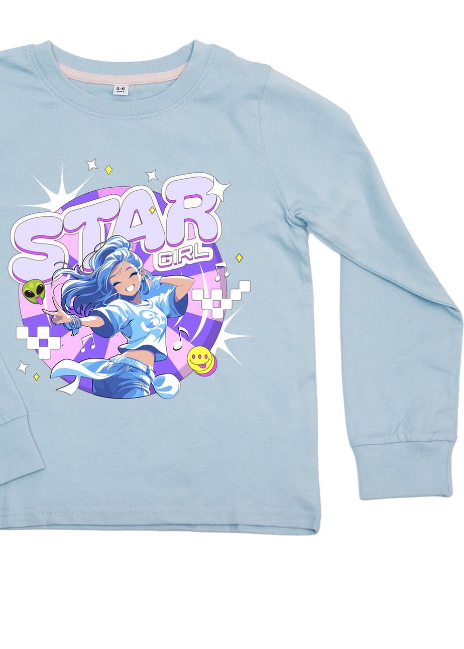 Brands In K-Pop Star Girls Blue Graphic Pyjamas (3-8 Years)