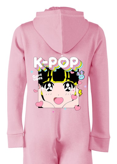 Ada & Ted Brands In K-Pop Good Vibes Girls Pink Graphic Onesie (5-13 Years)