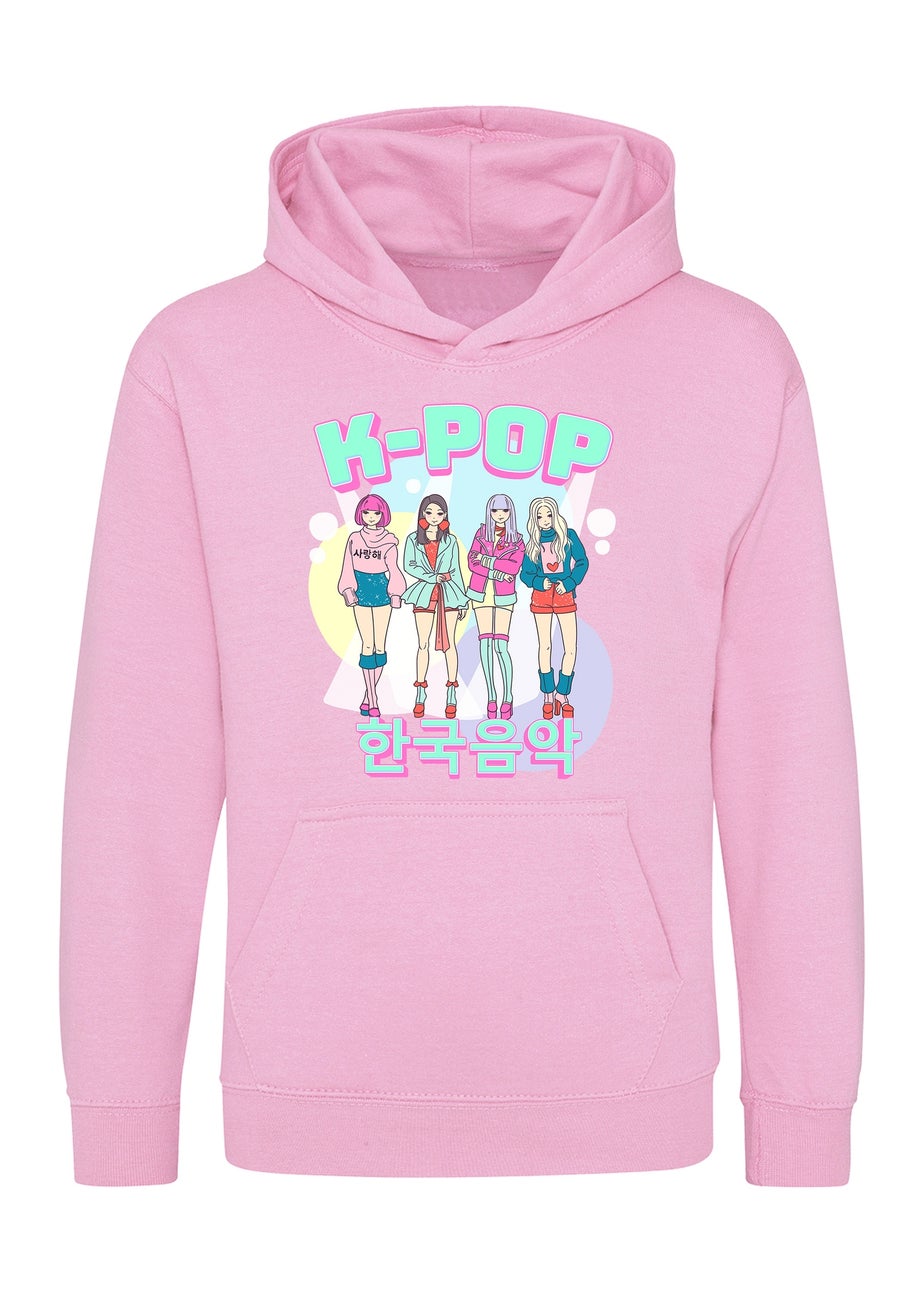 Brands In K-Pop Girl Band Girls Pink Graphic Hoodie (3-13 Years)