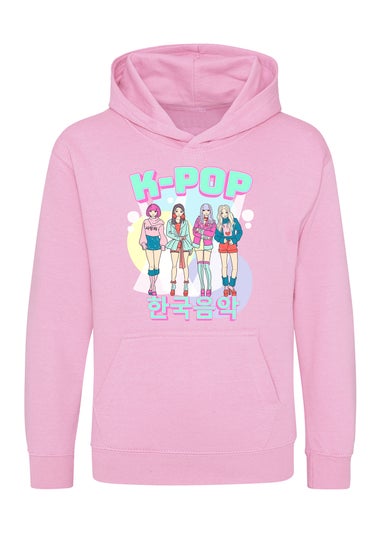Brands In K-Pop Girl Band Girls Pink Graphic Hoodie (3-13 Years)