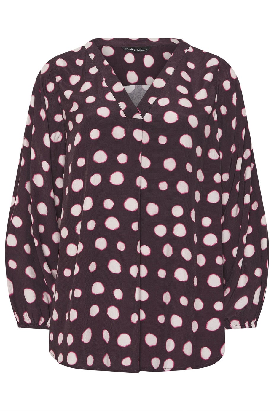 Evans Curve Purple Spot Print Pleated Swing Top