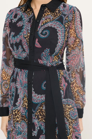 Star By Julien Macdonald Black Paisley Print Shirt Dress