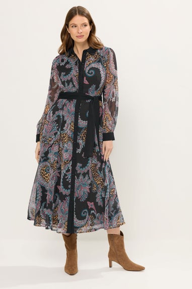 Star By Julien Macdonald Black Paisley Print Shirt Dress