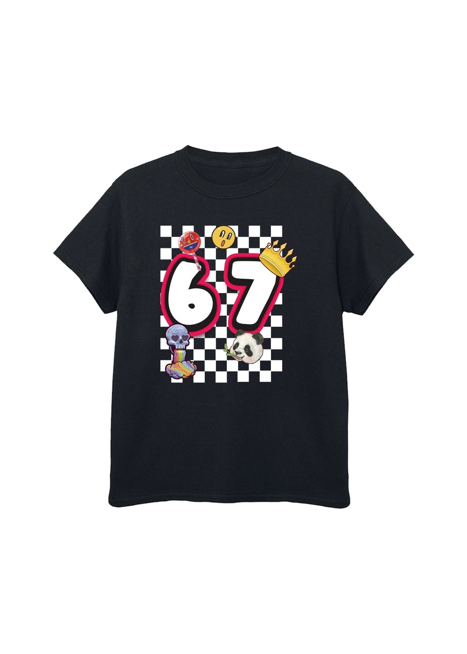 Brands In 67 Checks Boys Black Graphic T-Shirt (3-13 Years)