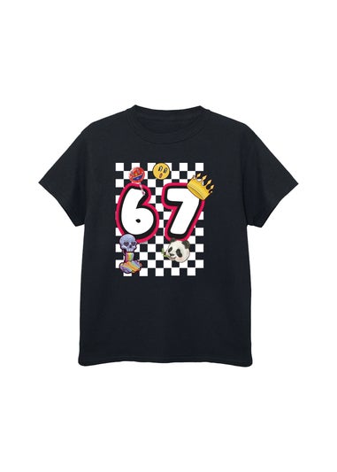 Brands In 67 Checks Boys Black Graphic T-Shirt (3-13 Years)