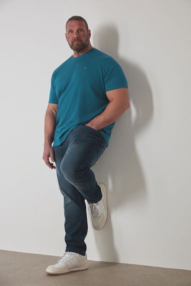 BadRhino Blue Black Washed Straight Leg Stretch Jeans