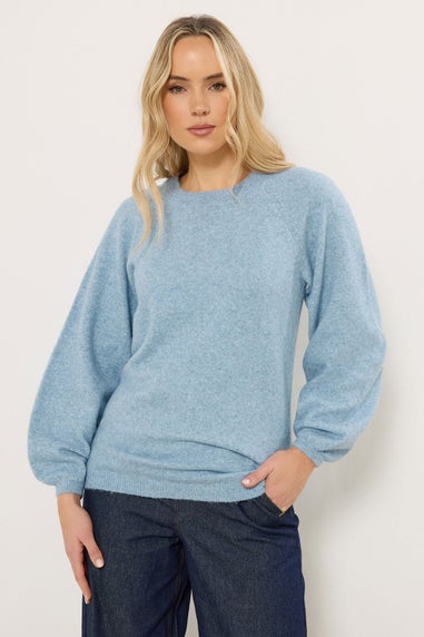 Long Tall Sally Light Blue Knit Balloon Sleeve Jumper