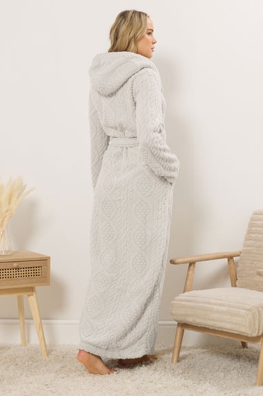 Long Tall Sally Natural Brown Cable Maxi Dressing Gown
