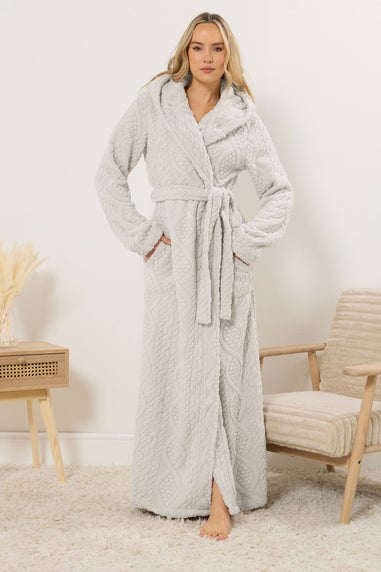 Long Tall Sally Natural Brown Cable Maxi Dressing Gown