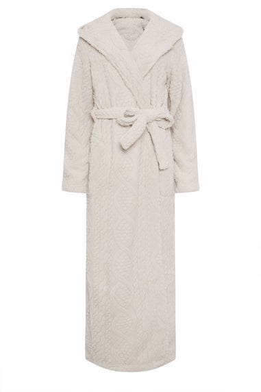 Long Tall Sally Natural Brown Cable Maxi Dressing Gown