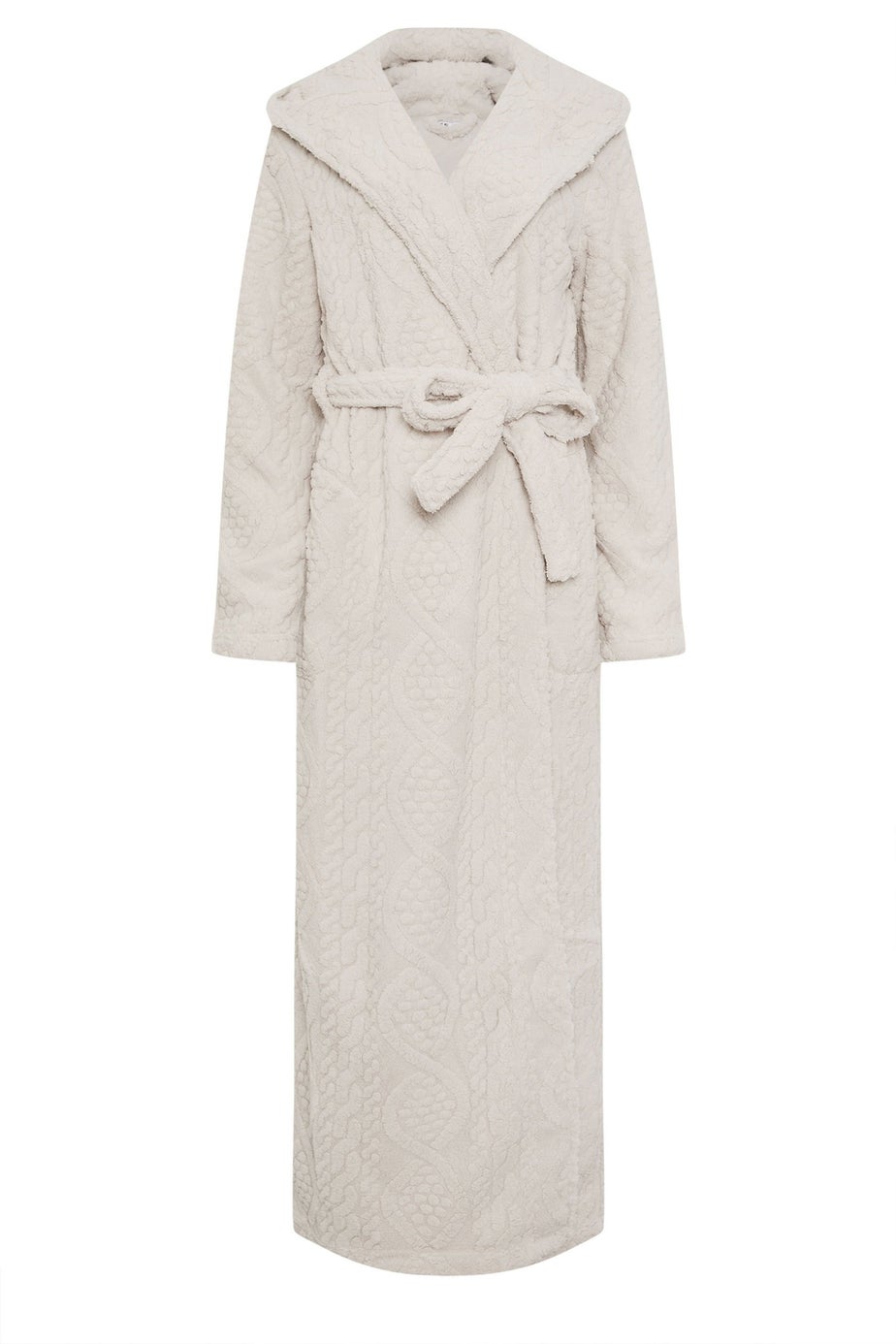 Long Tall Sally Natural Brown Cable Maxi Dressing Gown