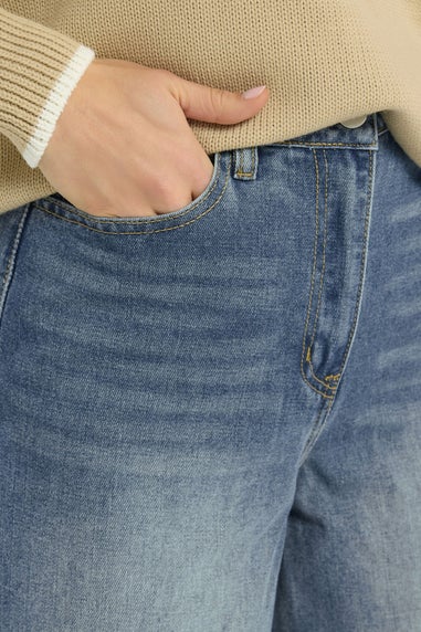 Long Tall Sally Blue Mid Wash Palazzo Wide Leg Jeans