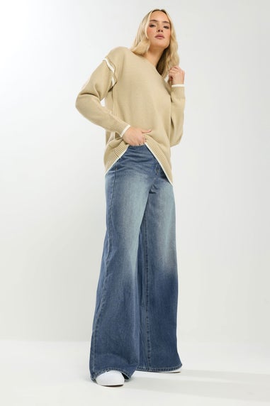 Long Tall Sally Blue Mid Wash Palazzo Wide Leg Jeans