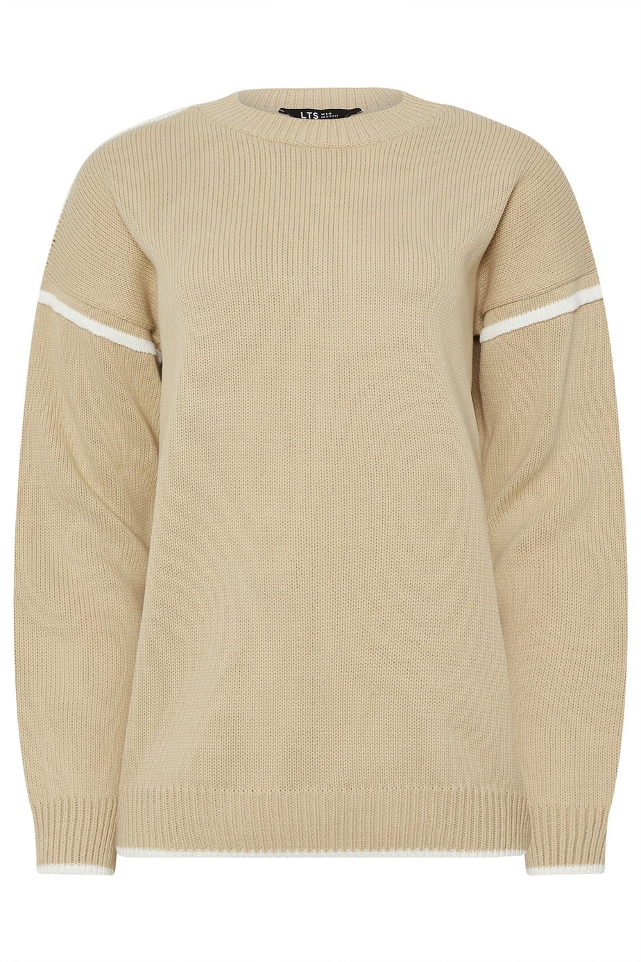 Long Tall Sally Natural Brown Piped Crew Neck Jumper