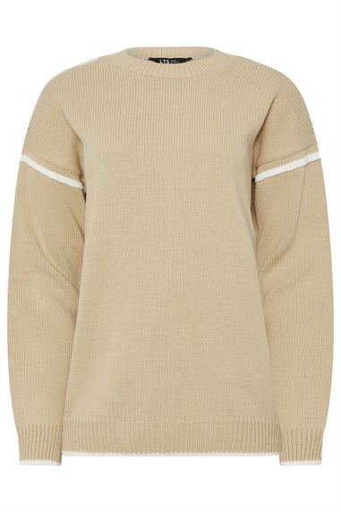 Long Tall Sally Natural Brown Piped Crew Neck Jumper