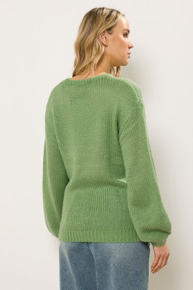 Long Tall Sally Green Balloon Sleeve Jumper
