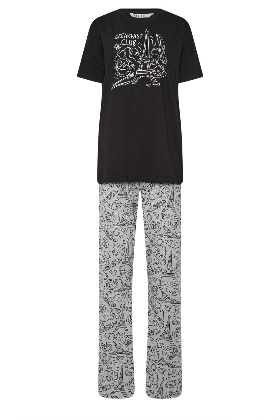 Long Tall Sally Black 'Breakfast Club' Wide Leg Pyjama Set