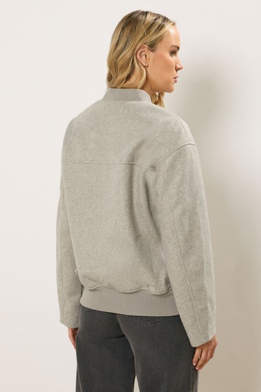 Long Tall Sally Natural Brown Brushed Pocket Bomber Jacket