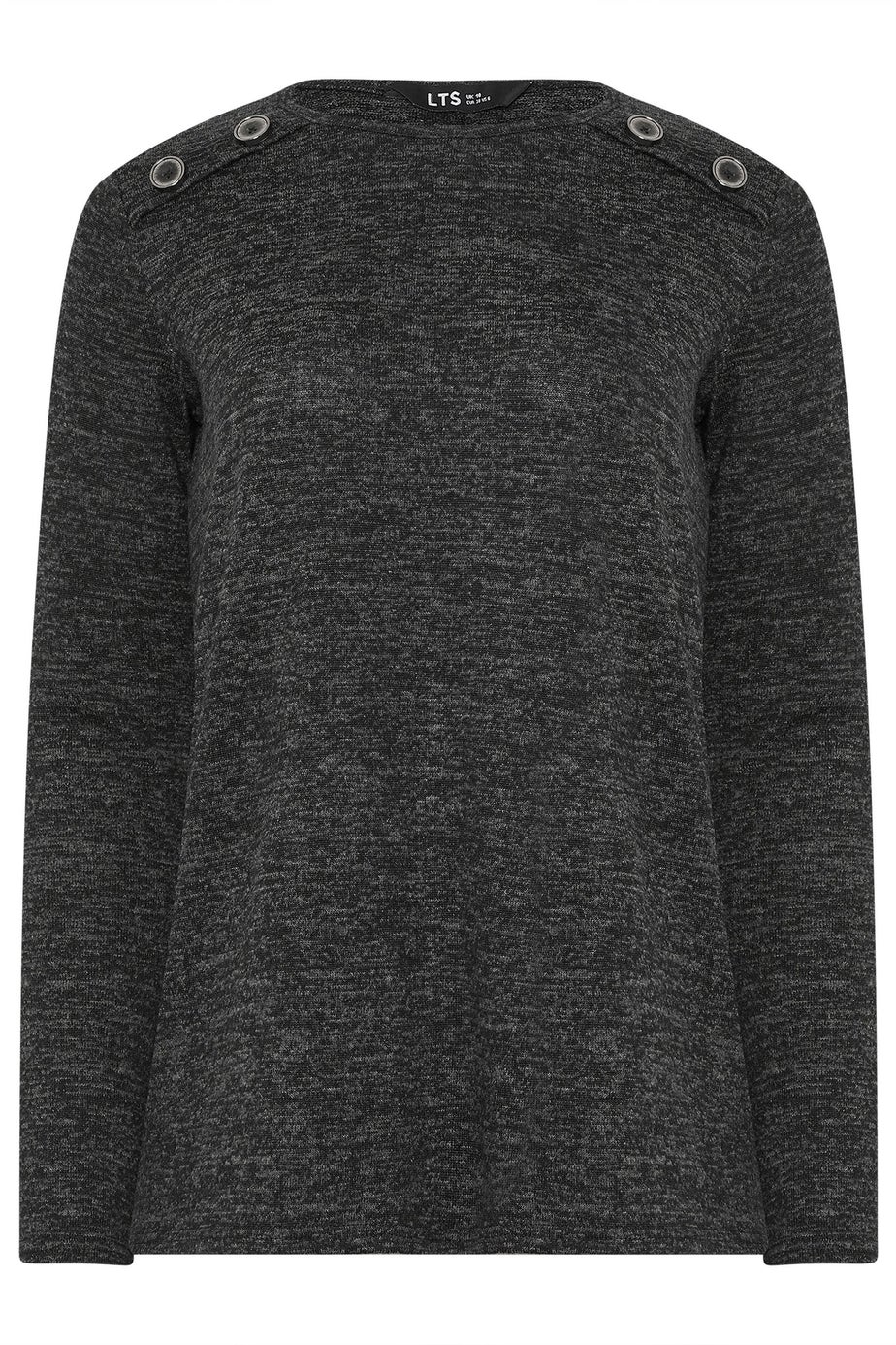 Long Tall Sally Grey Marl Button Long Sleeve Top