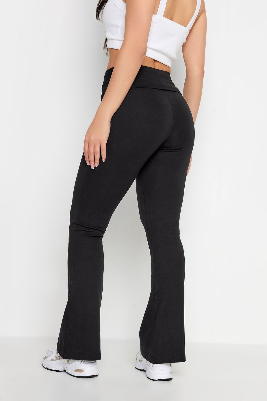 PixieGirl Petite Black Fold Over Waist Flared Leggings