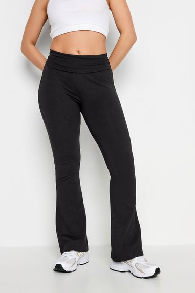 PixieGirl Petite Black Fold Over Waist Flared Leggings
