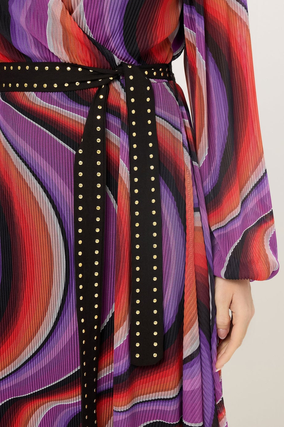 Star By Julien Macdonald Purple Abstract Mesh Pleated Maxi Dress