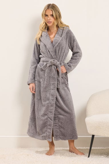 PixieGirl Petite Grey Honeycomb Hooded Dressing Gown