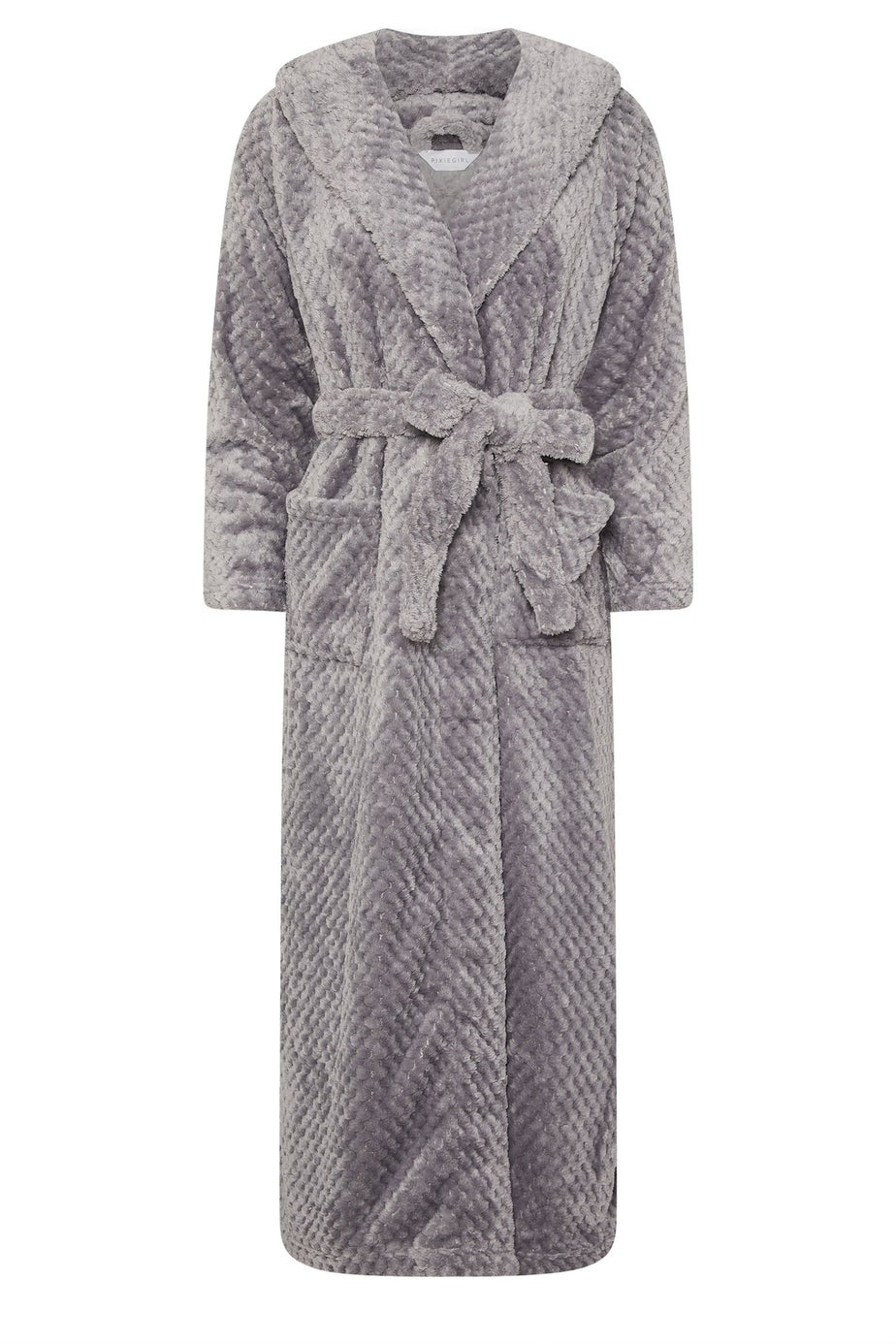 PixieGirl Petite Grey Honeycomb Hooded Dressing Gown