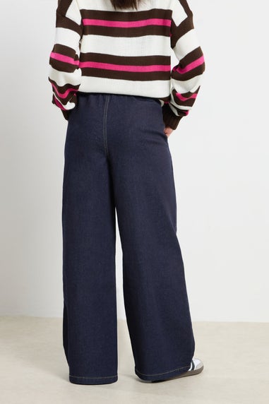 PixieGirl Petite Dark Blue Belt Tie Wide Leg Jeans