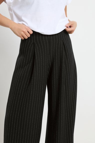 PixieGirl Petite Black Pinstripe Palazzo Wide Leg Trousers