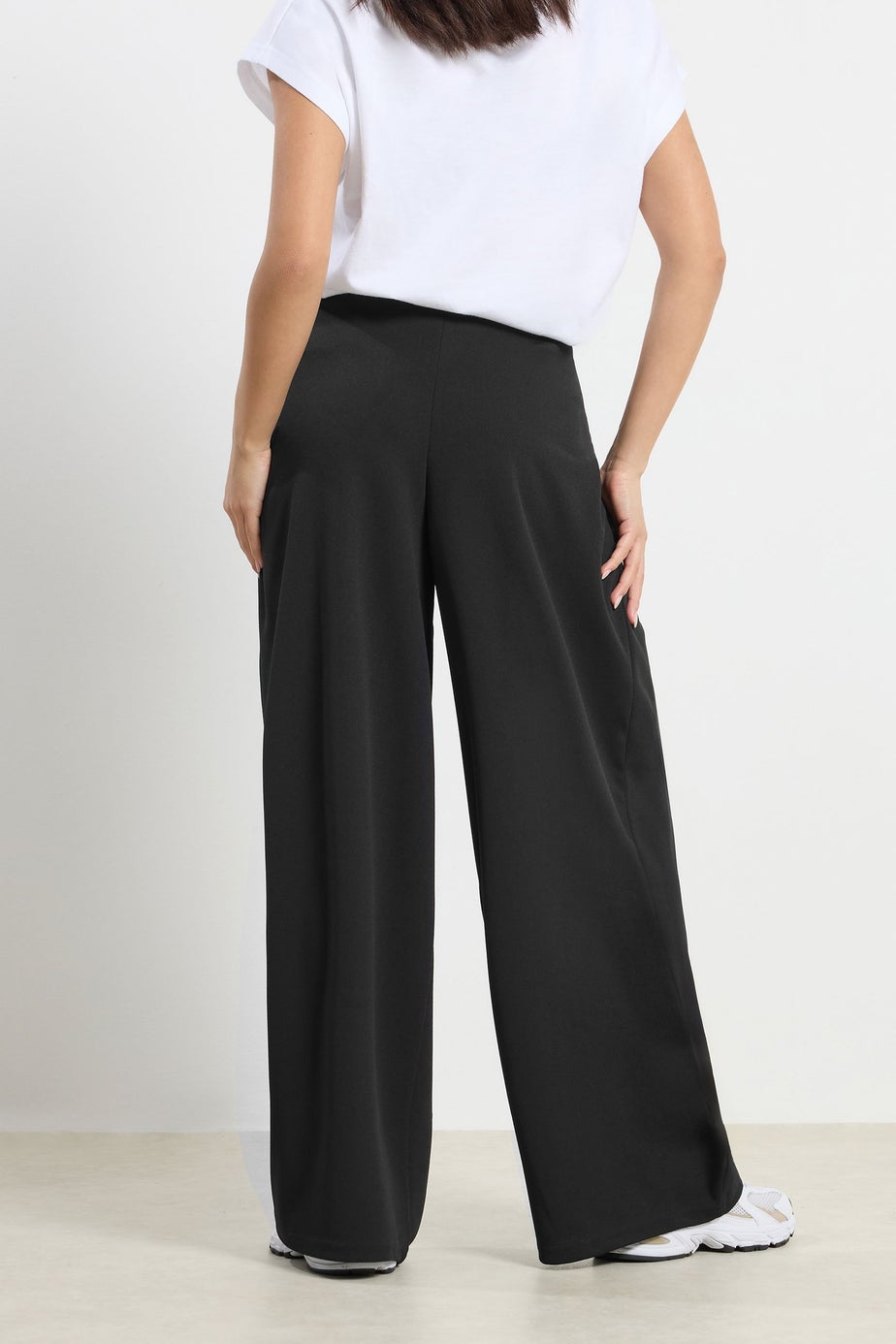 PixieGirl Petite Black Wrap Pleated Wide Leg Trousers
