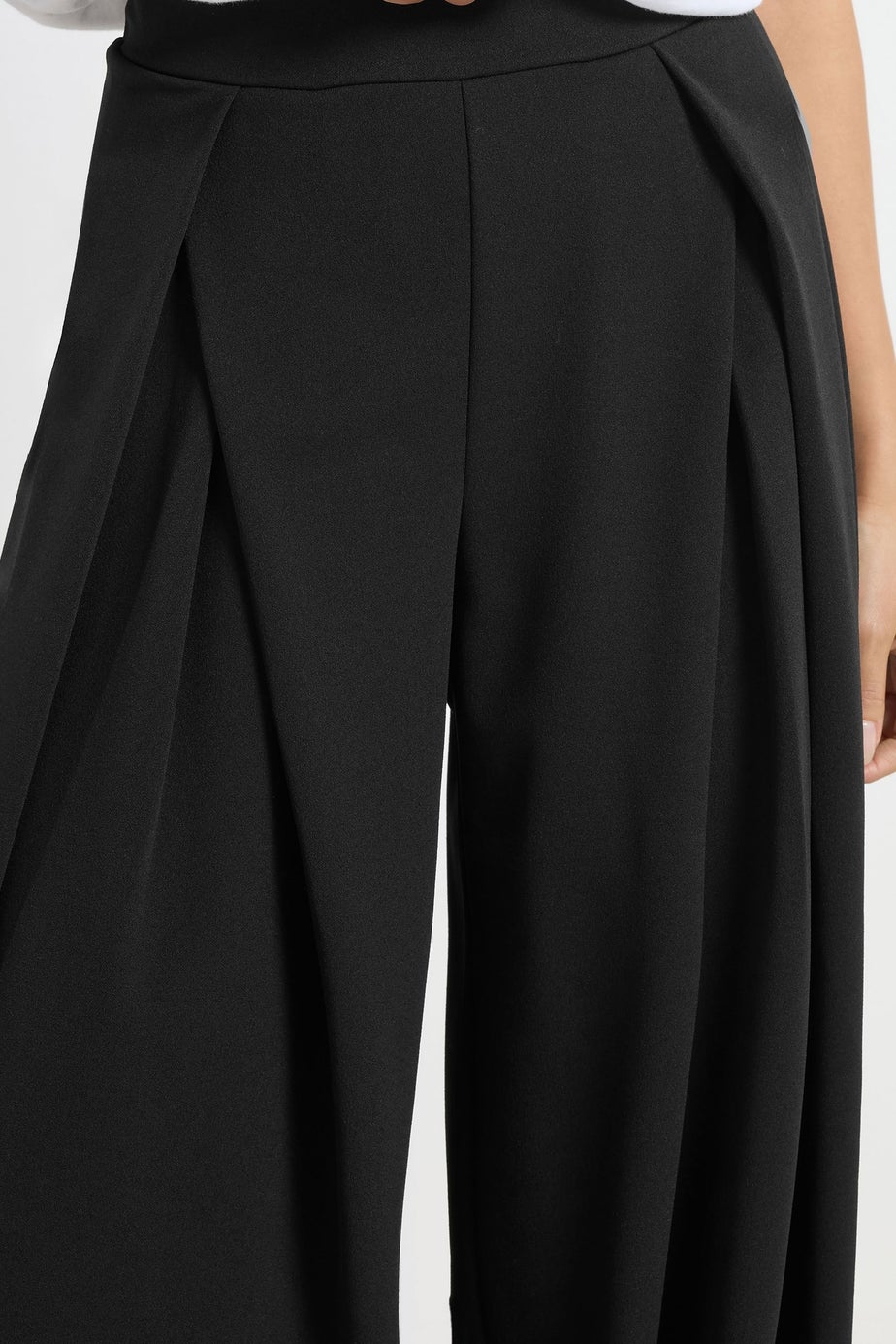 PixieGirl Petite Black Wrap Pleated Wide Leg Trousers