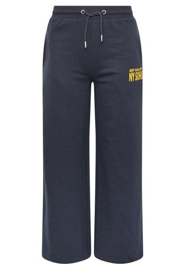 PixieGirl Petite Blue 'NY Soho' Slogan Wide Leg Joggers