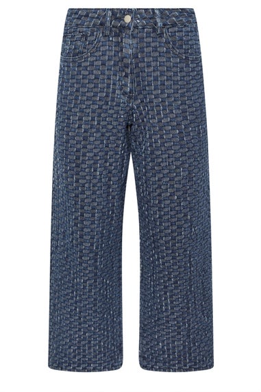 PixieGirl Petite Blue Textured Wide Leg Jeans