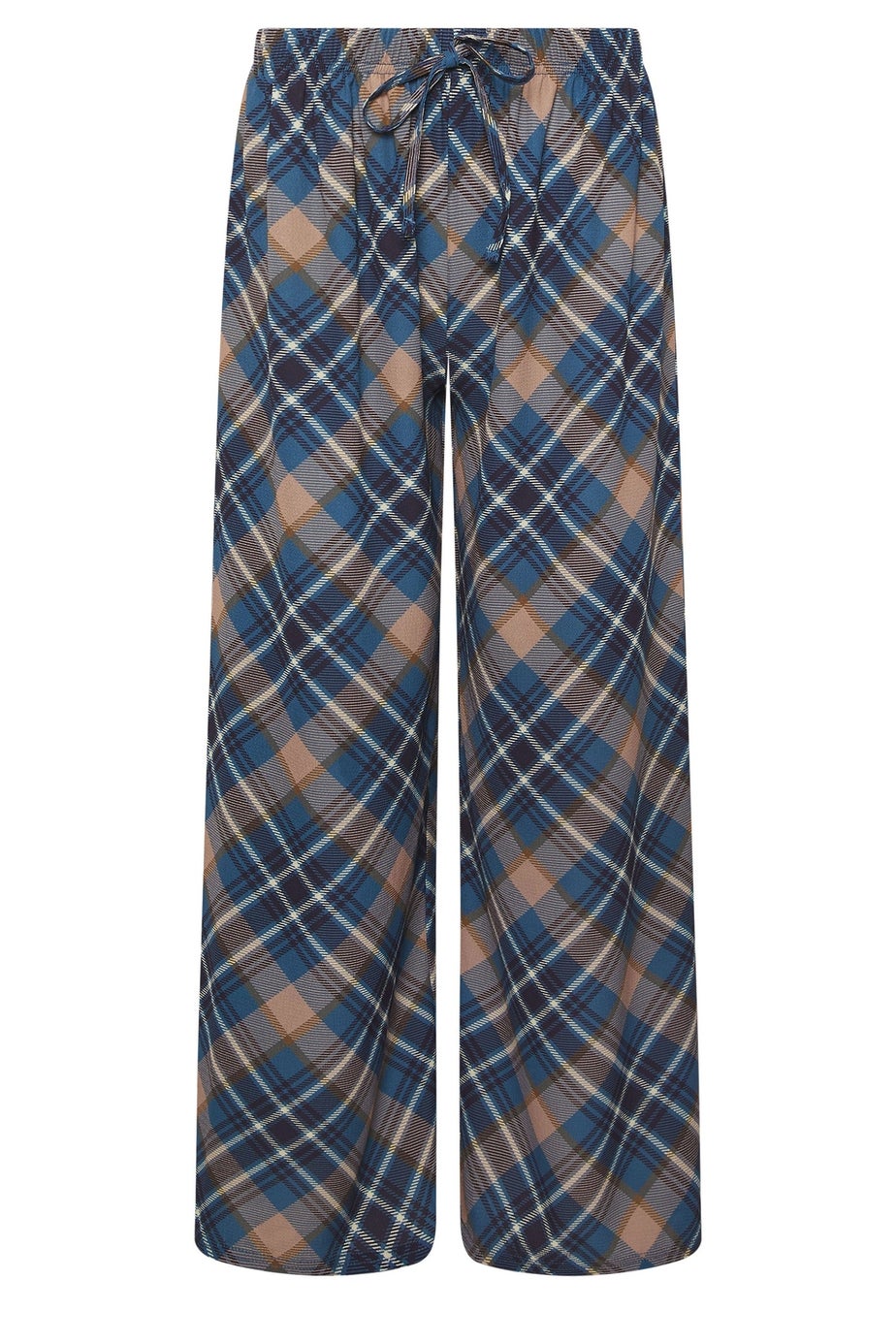 PixieGirl Petite Navy Blue Check Wide Leg Trousers