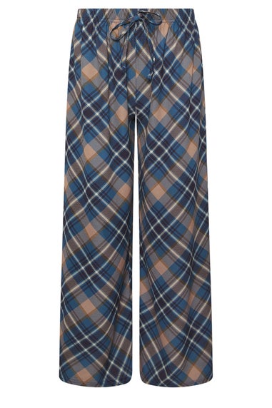 PixieGirl Petite Navy Blue Check Wide Leg Trousers