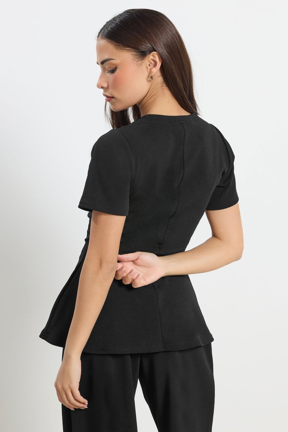 PixieGirl Petite Black Cinched Waist Top