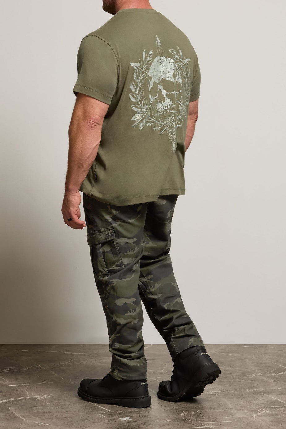 BadRhino Green Camo Print Cargo Trousers