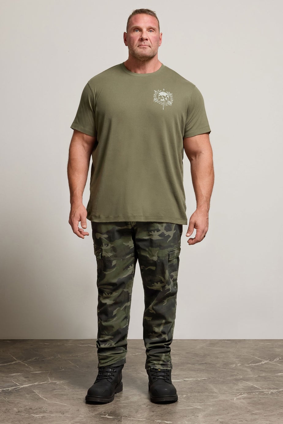 BadRhino Green Camo Print Cargo Trousers