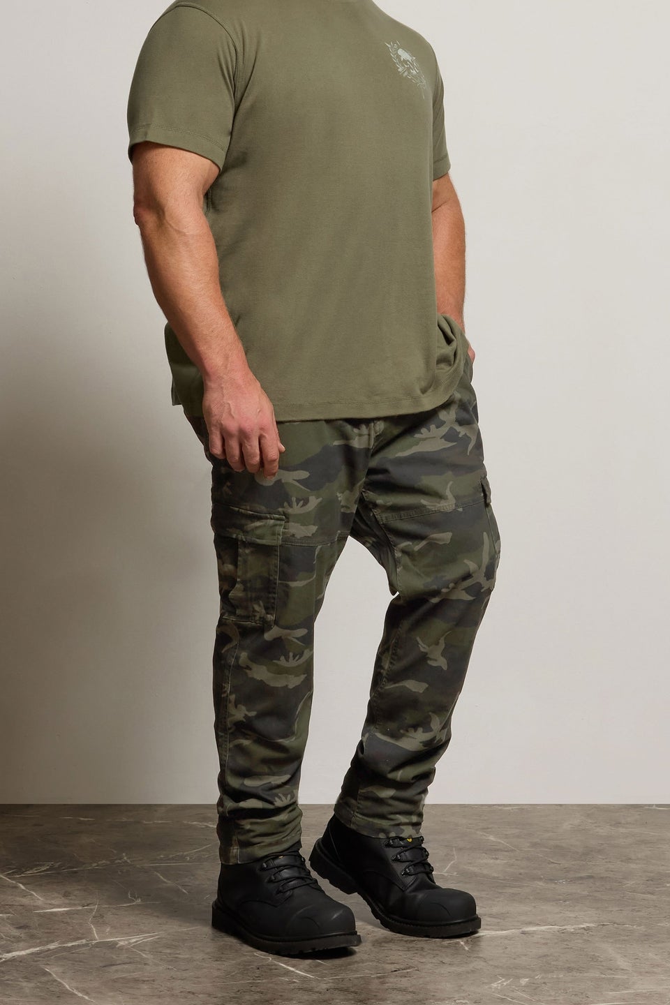 BadRhino Green Camo Print Cargo Trousers