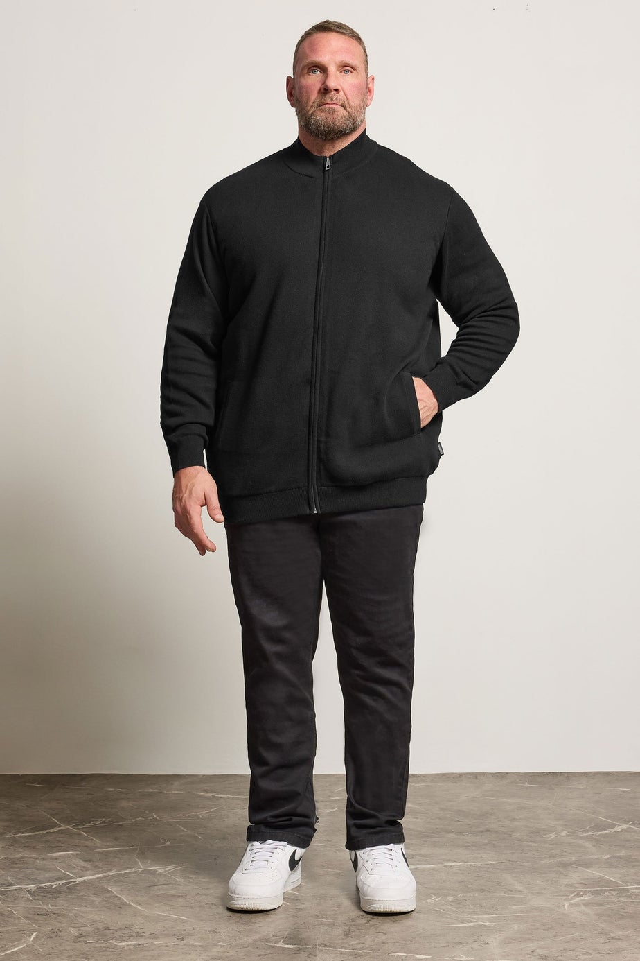BadRhino Black Knitted Borg Zip Up