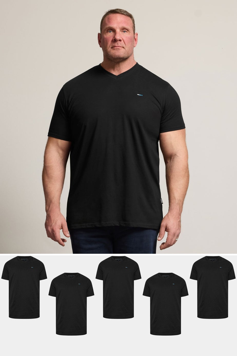 BadRhino Black 5 Pack V-Neck T-Shirts